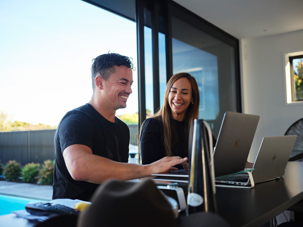 Mike and Marsha working from home
