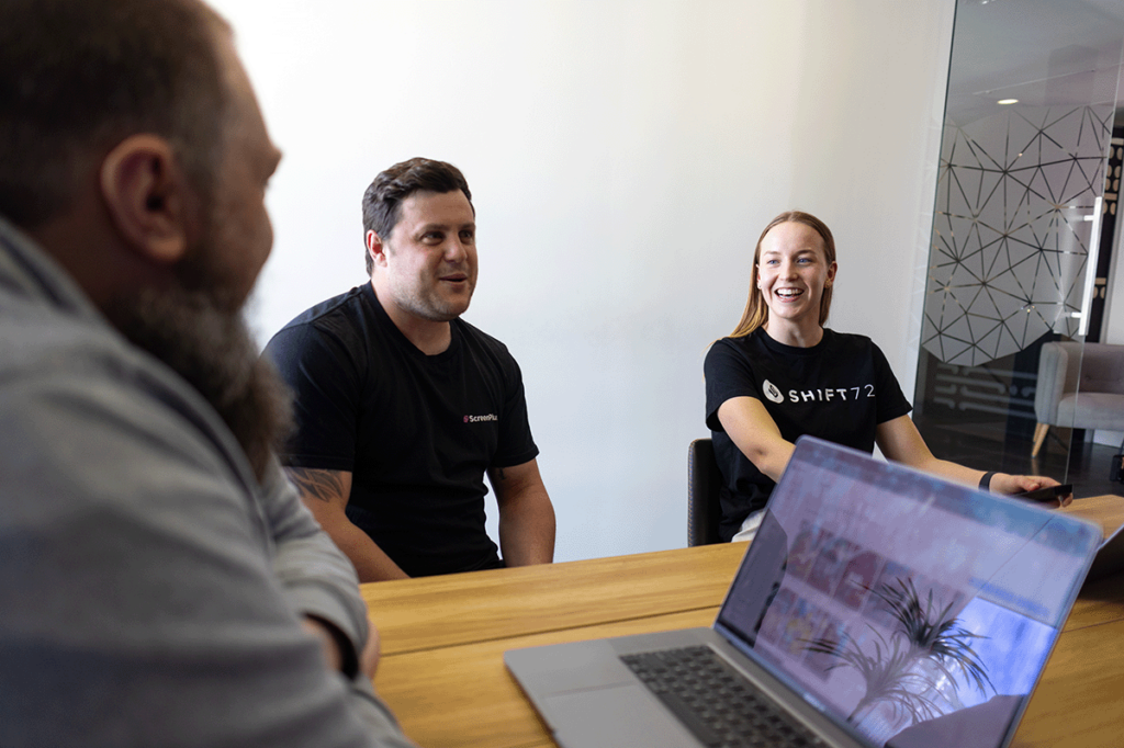 Emily meets with her Shift72 team