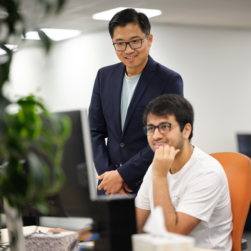 Team working on an AI project